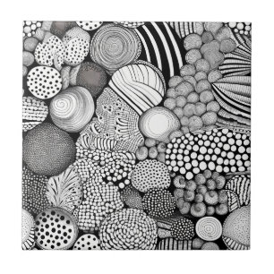 Rhythm in Black and White – Abstract Monochrome 6 Tile