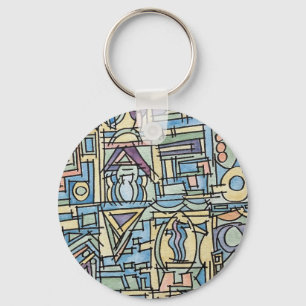 Rhythm In Blue-Hand Painted Abstract Art Key Ring