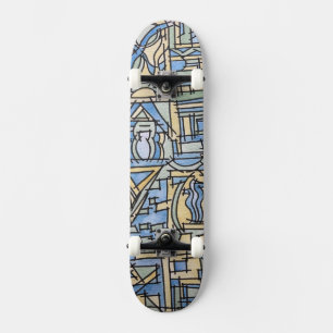 Rhythm In Blue-Modern Geometric Art Skateboard