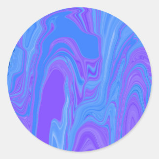 Rhythm of Colour Abstract Art in Purple and Blue Classic Round Sticker
