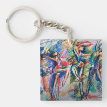 Rhythm of Motion Abstract Dancers Acrylic Keychain
