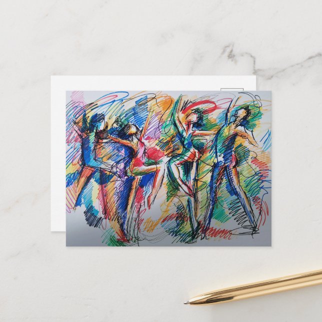 Rhythm of Motion Abstract Dancers Postcard (Front/Back In Situ)
