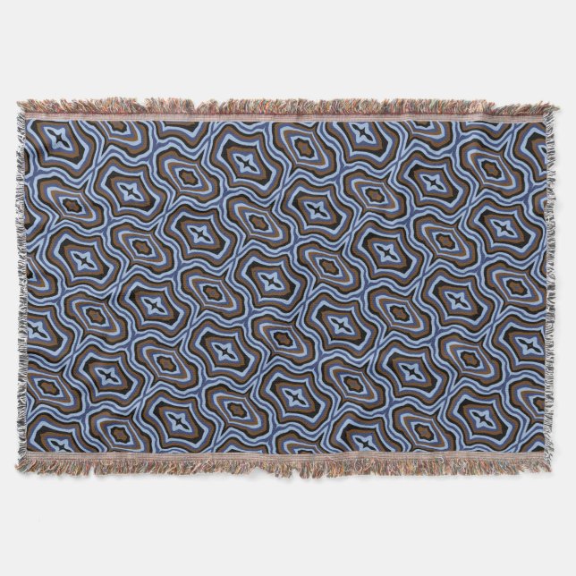 Rhythmic Blue and Earthly Marble Seamless Pattern  Throw Blanket (Front)