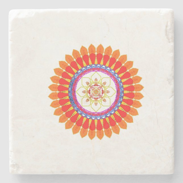Rhythmic Euphoria Mandala  Stone Coaster (Front)