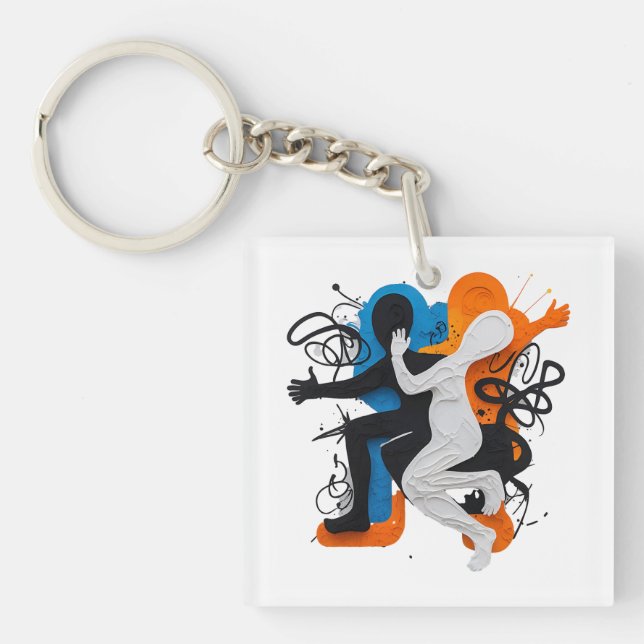 Rhythmic Fusion: Dance of Shadows and Colors Key Ring (Front)