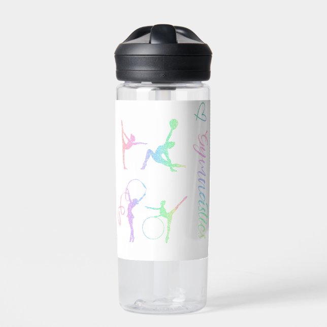 Rhythmic Gymnastic Rainbow Glitter Two-Tone C Water Bottle (Front)