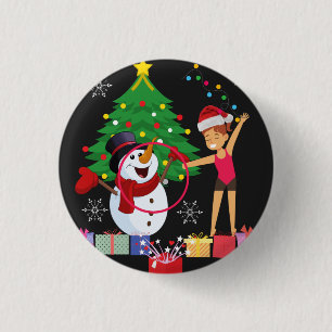 Rhythmic Gymnastics Christmas Celebration 3 Cm Round Badge