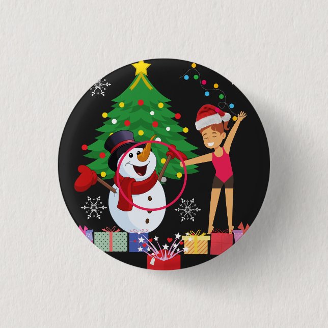 Rhythmic Gymnastics Christmas Celebration   3 Cm Round Badge (Front)