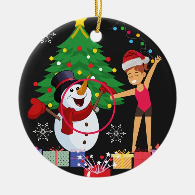 Rhythmic Gymnastics Christmas Celebration   Ceramic Tree Decoration (Front)