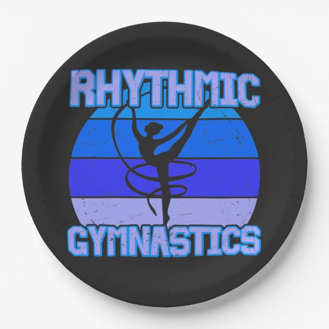 Rhythmic Gymnastics Distressed in Blue / Purple    Paper Plate (Front)