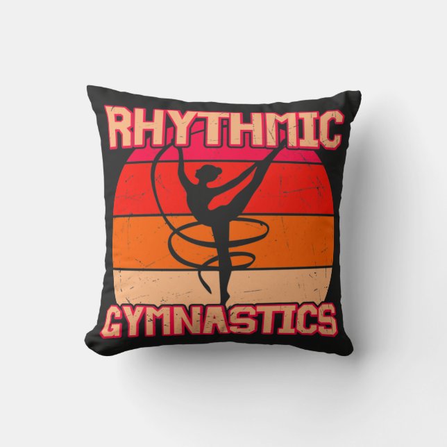 Rhythmic Gymnastics Distressed Orange and Red  Cushion (Front)
