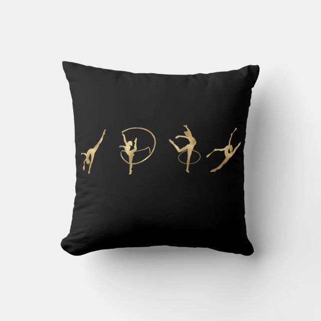 Rhythmic Gymnastics Gold Line Cushion (Front)