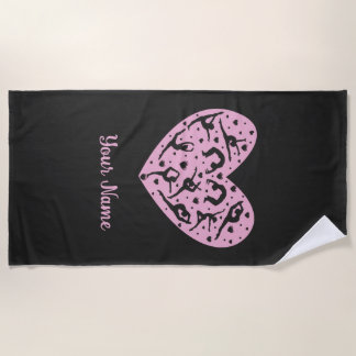 Rhythmic Gymnastics Heart Silhouette Beach Towel