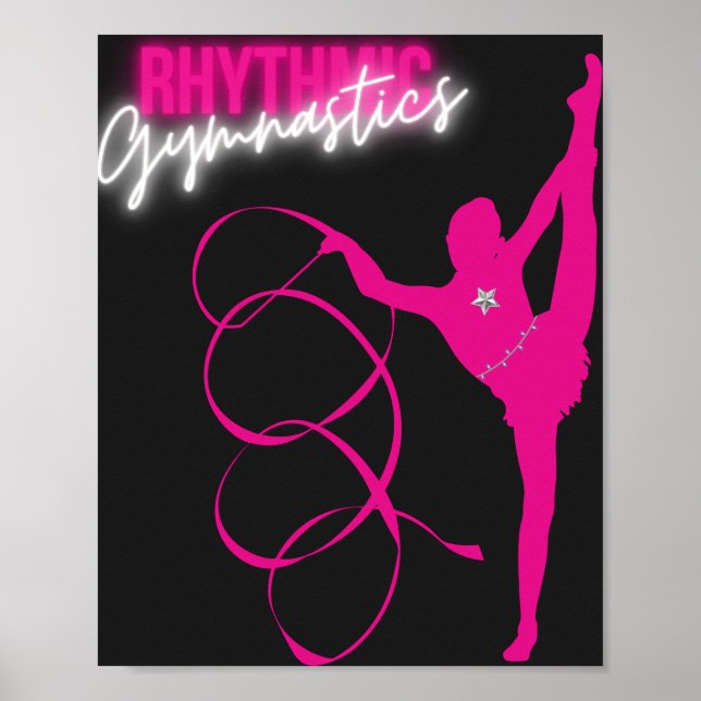 Rhythmic Gymnastics Hot Pink T-Shirt Poster (Front)