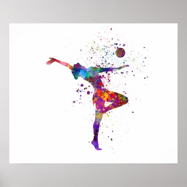 Rhythmic gymnastics in watercolor poster (Front)
