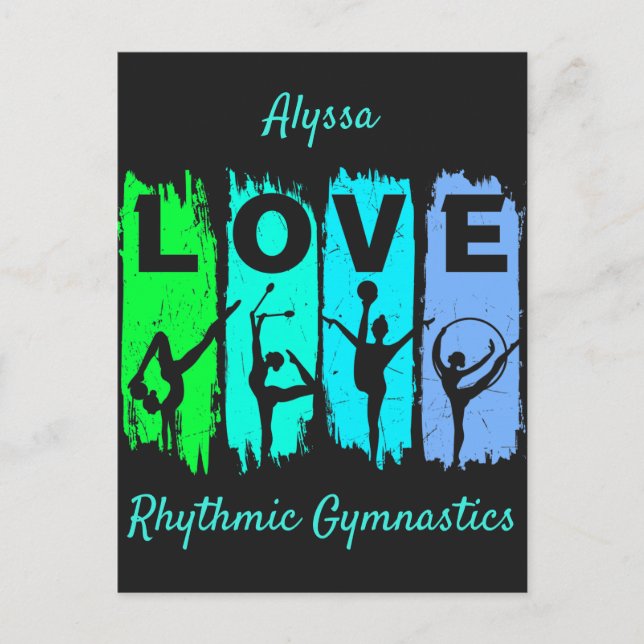Rhythmic Gymnastics Love in Green and Aqua      Postcard (Front)