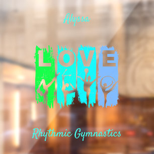 Rhythmic Gymnastics Love in Green and Aqua Window Cling