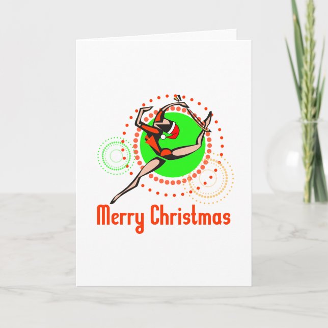 Rhythmic Gymnastics Merry Christmas Holiday Card (Front)