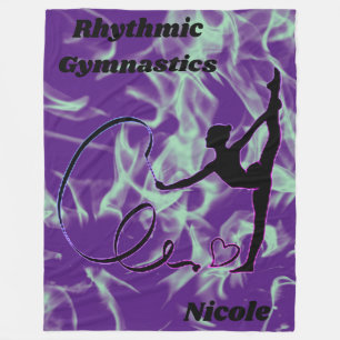 Rhythmic Gymnastics Purple and Mint Swirl  Fleece Blanket