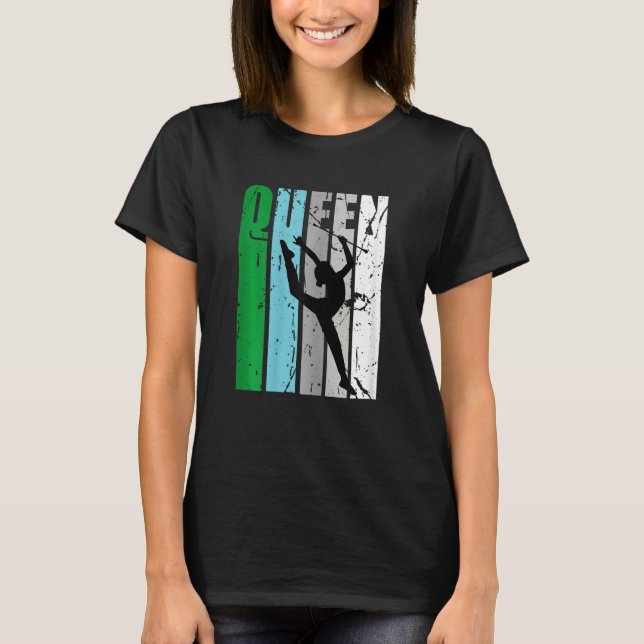 Rhythmic Gymnastics Queen Retro Distressed Gymnast T-Shirt (Front)