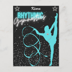 Rhythmic Gymnastics Ribbon and Stars Postcard