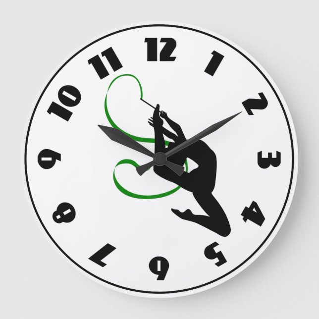 Rhythmic Gymnastics Ribbon Dancer Silhouette Large Clock (Front)