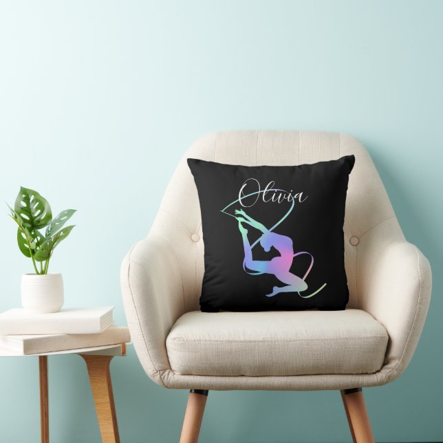 Rhythmic Gymnastics Ribbon Throw Pillow – Elegant  (Chair)