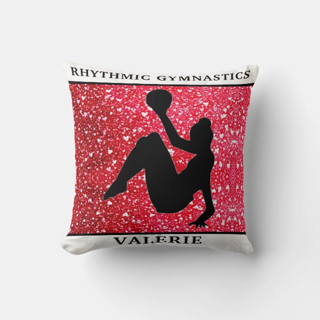 Rhythmic Gymnastics Throw Pillow w/ Gymnast Name (Front)