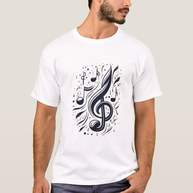 Rhythmic Harmony: Floating Musical Note T-Shirt (Front)