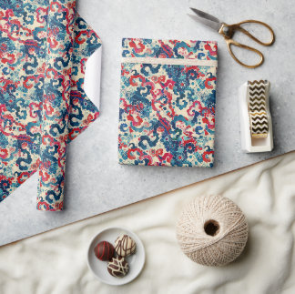 Rhythmic Puzzle Shapes Bali Batik: Seamless Textil Wrapping Paper