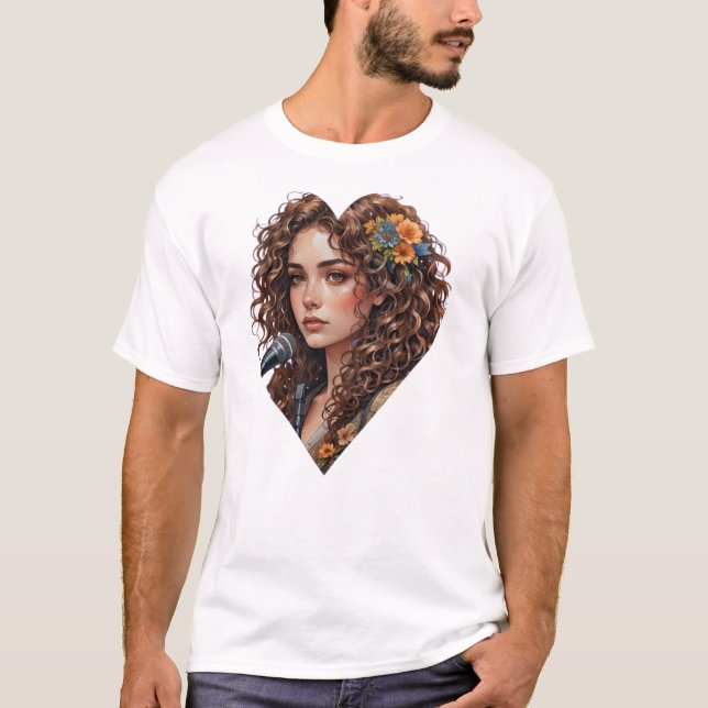 Rhythmic Soul: Curly-Haired Music Tee (Front)