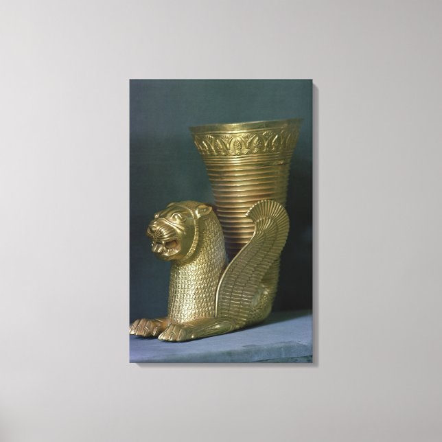 Rhyton in the shape of a seated lion-monster canvas print (Front)