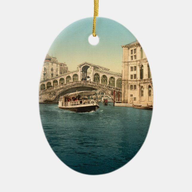 Rialto Bridge and Grand Canal, Venice Ceramic Tree Decoration (Front)