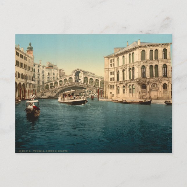 Rialto Bridge and Grand Canal, Venice, Italy Postcard (Front)