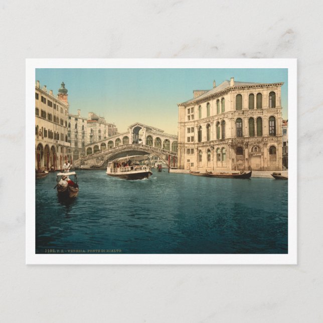 Rialto Bridge and Grand Canal, Venice, Italy Postcard (Front)