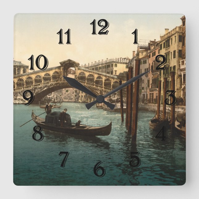 Rialto Bridge I, Venice, Italy Square Wall Clock (Front)
