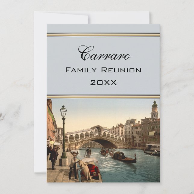 Rialto Bridge II, Venice, Italy Family Reunion Invitation (Front)