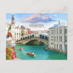 Rialto Bridge in Venice   Venezia, Italy Postcard