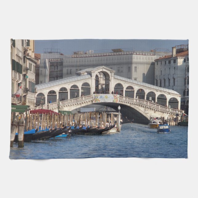 Rialto Bridge Venice Italy Tea Towel (Horizontal)