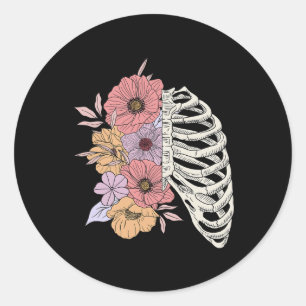 Rib Cage Flower Easy Halloween Costume Classic Round Sticker