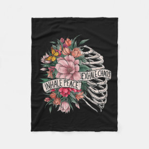 Rib Cage Inhale Peace Exhale Chaos Mental Health Fleece Blanket
