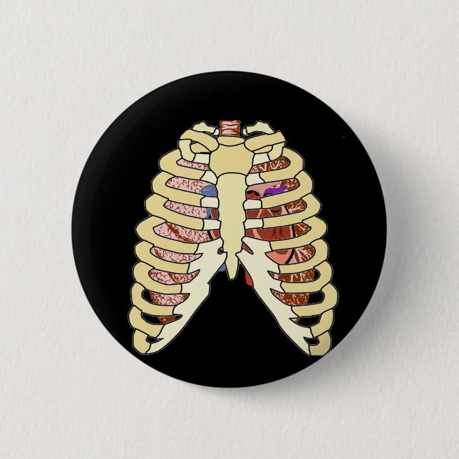 Rib Cage Lungs & Heart 6 Cm Round Badge (Front)