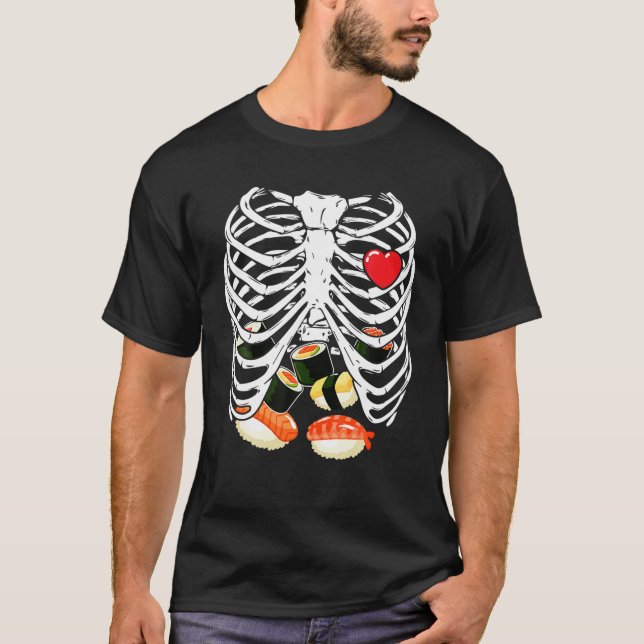 Rib Cage Skeleton Sushi X Ray Skeleton Halloween C T-Shirt (Front)