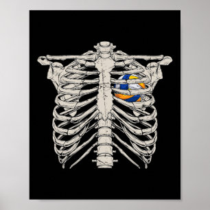 Rib Cage Volleyball Ball Heart Happy Halloween Day Poster