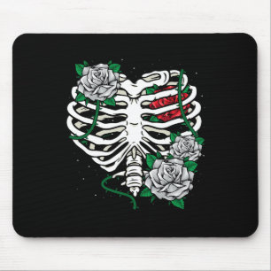 Rib Cage With Flowers Halloween Xray Skeleton Cand Mouse Mat