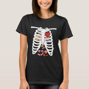 Rib Cage X-ray Candy Funny Halloween Costume Kids  T-Shirt