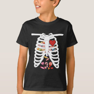 Rib Cage X-ray Candy Funny Halloween Costume Kids T-Shirt