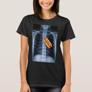 Rib Cage X Ray Hot Dog Heart Funny Food Anatomy T-Shirt
