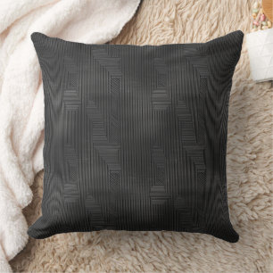 Ribbed texture in grey and black pattern  cushion