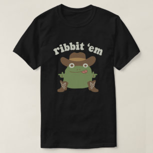 Ribbit Em Cowboy Frog Finger Guns Meme T-Shirt